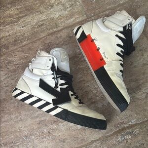 Off-White High-Top Sneakers - Cream, Black, and Orange